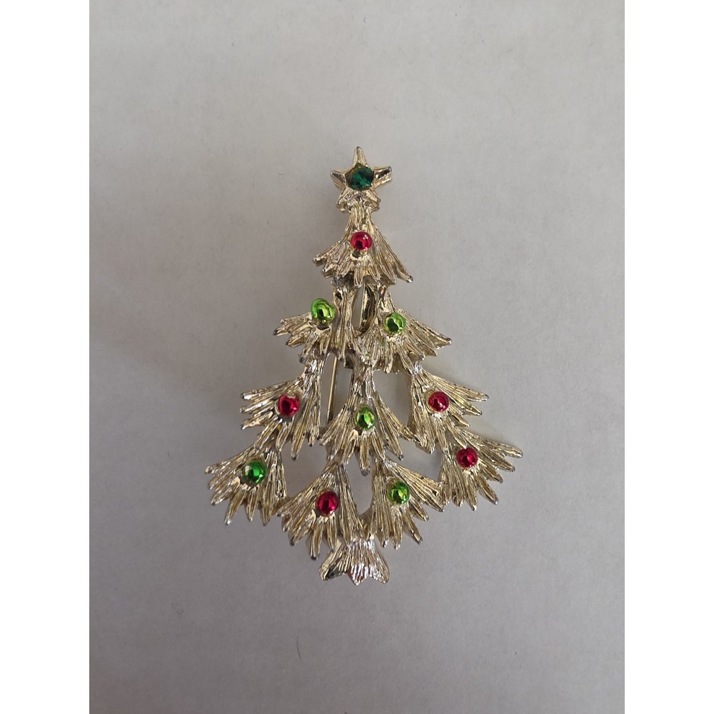 Vintage Great Condition GERRY'S Gold Tone Christmas Tree Pin 1960's Brooch